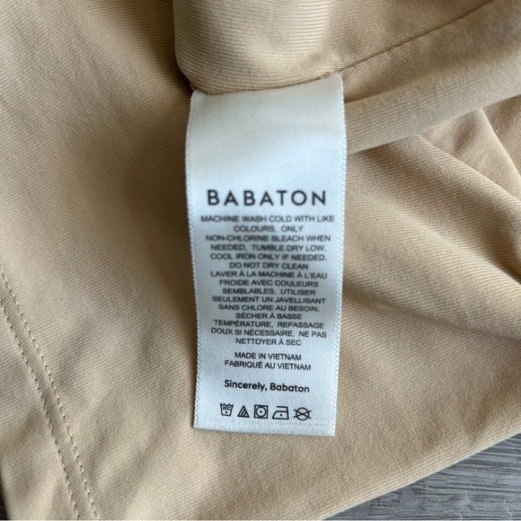 Women’s Aritzia Babaton crew neck short sleeve Tan Bodysuit size M - Picture 6 of 6